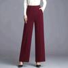 Women's High Waist Solid Color Wide Leg Pants Casual Elastic Waist Business Trousers