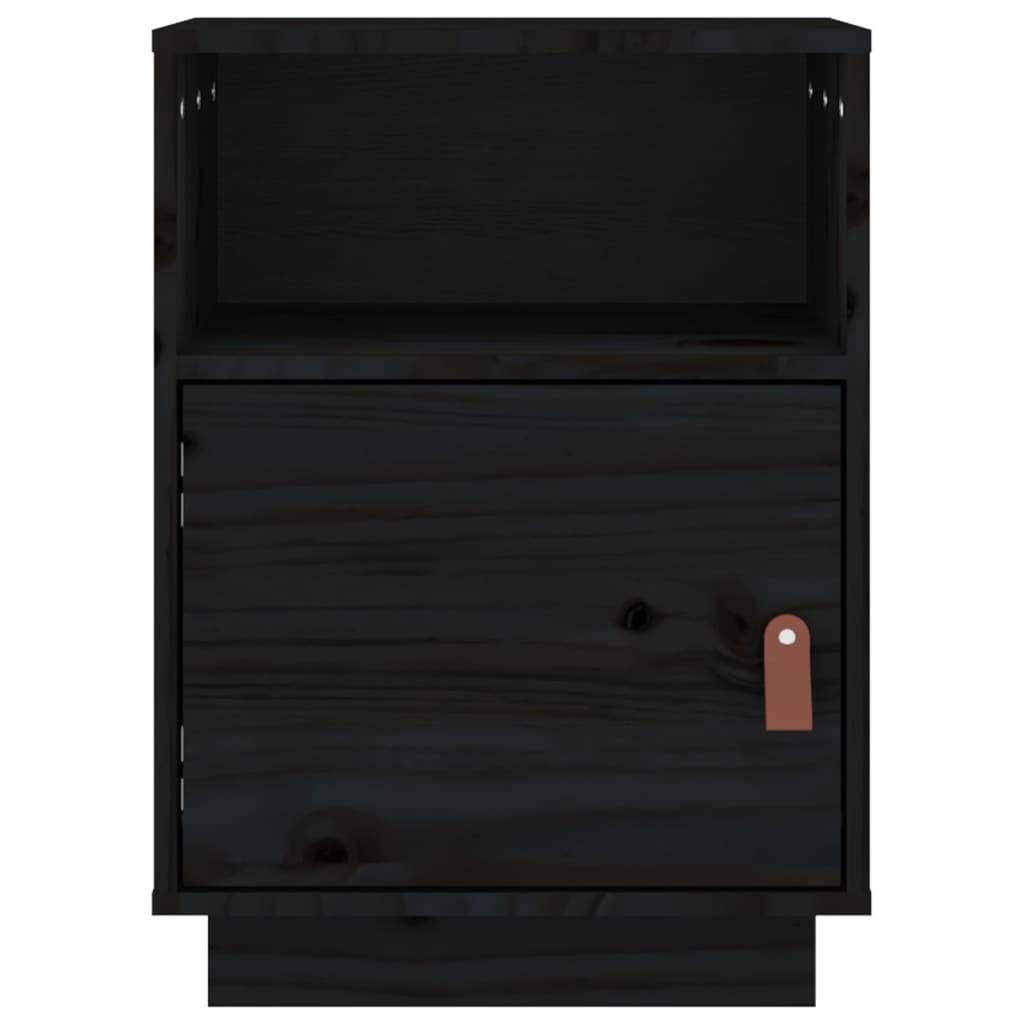 Nightstand Black 40x34x55 Cm Solid Pine Wood