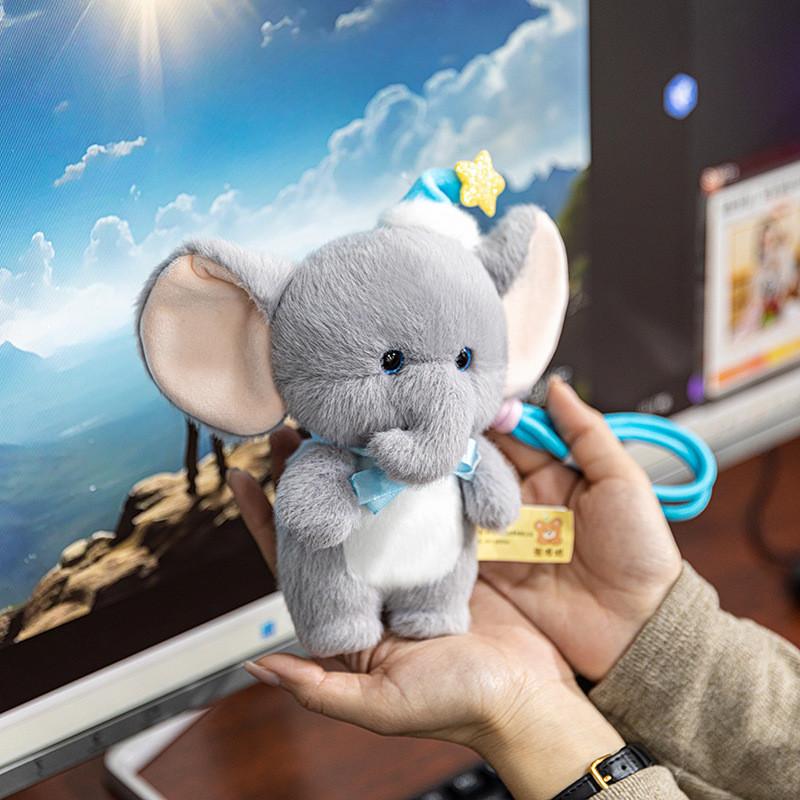 Hat Sleeping Cute Bow Cartoon Elephant Plush Toy Pendant For Decoration Bag