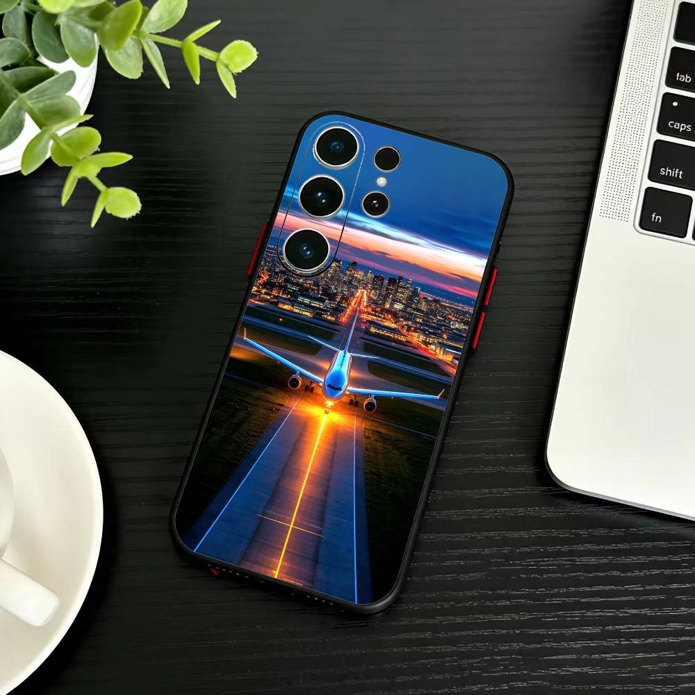Airplane Phone Case For Samsung S26,S25,S24,S23,S22,S21,S20,Ultra,Plus,FE Black Soft Cover