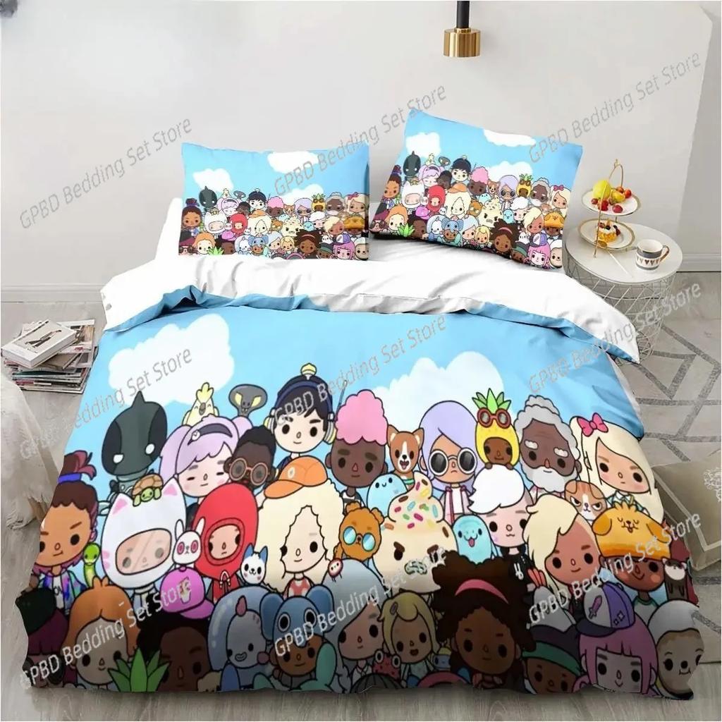 Comforter 3D Cartoon Game Toca Life World Bedding Set 3D Printed Suitable For Bedroom Kids Home Textile