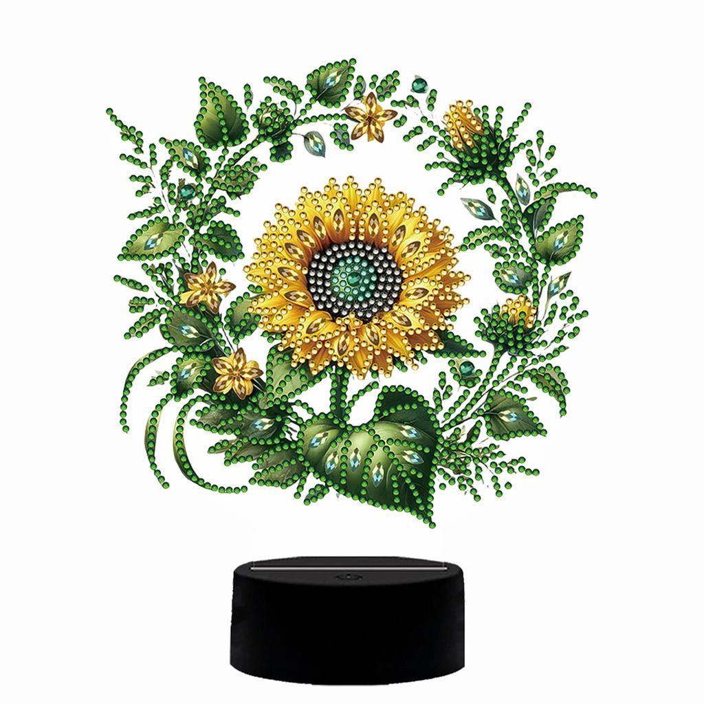 Double-sided Flower Diamond Painting Night Light with Tools 5D DIY Diamond Painting Lamp for Bedroom Living Room Home Office