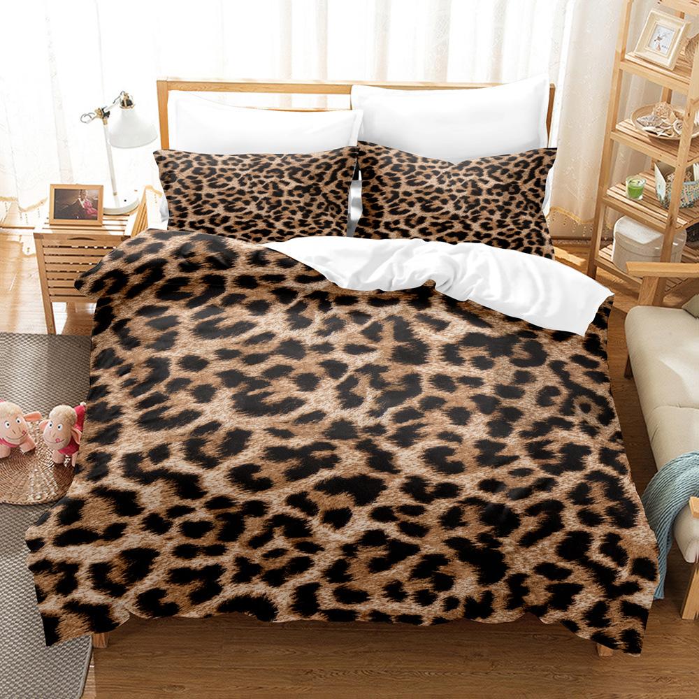 3D Digital Printing Leopard Print Series Three-Piece Set To Print Bedding Kit