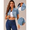 2026 Women's Light Blue Denim Short-Sleeved Casual Jacket