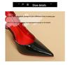 Women's Black Stiletto High Heels with Red Bottom, Side Cutout, and Pointed Toe - 2025 New Patent Leather Nightclub Shoes