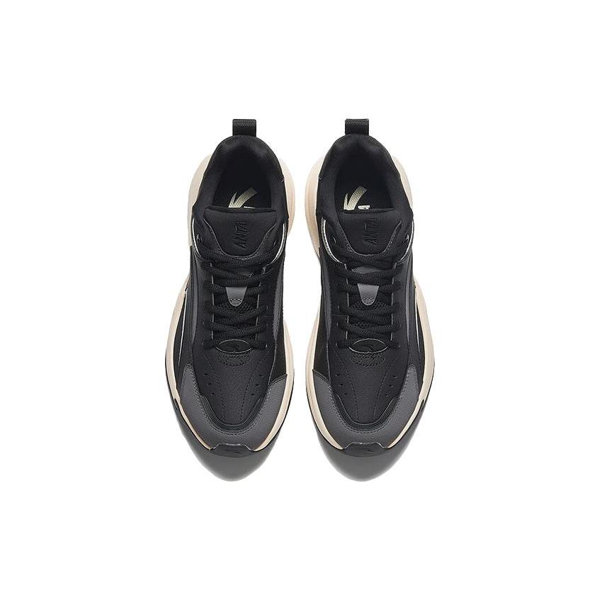 Anta ACE Leather Slip Resistant Abrasion Resistant Low top Chunky Sneakers Men's Black Gray 912338802-4