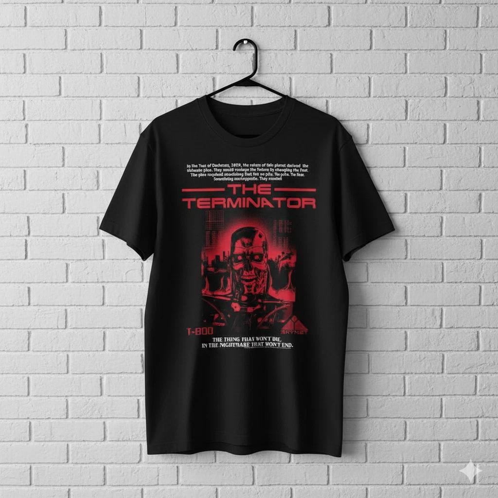 The Terminator T-800 Skynet Graphic T-Shirt Black Sci-Fi Movie Vintage - T708 3XL