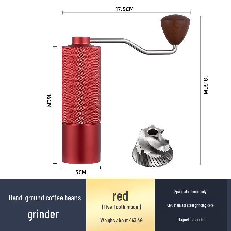Portable Hand-cranked Coffee Grinder with 304 Stainless Steel and Wood Grain Finish