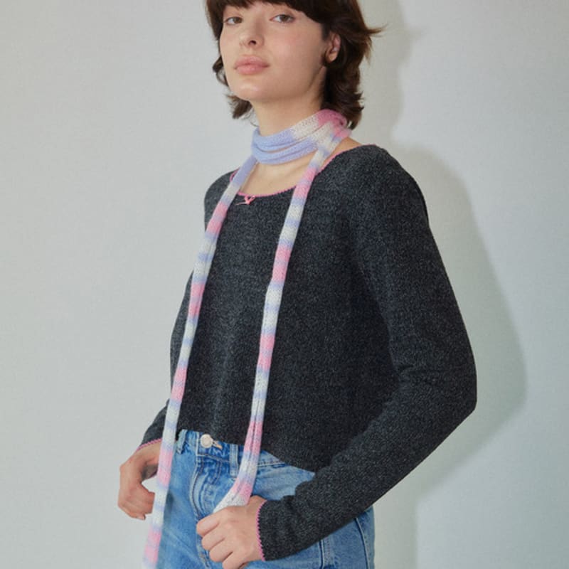 WOVEMENT Kid-mohair Skinny Knit Scarf Mix WBDFAC002MIX