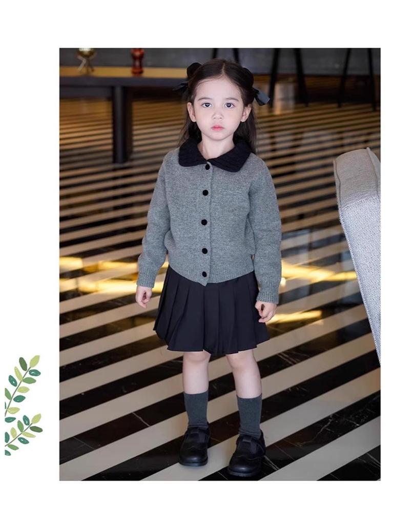 Korean Style Girls' Color Block Knit Cardigan Sweater - Spring/Autumn 2026 Collection