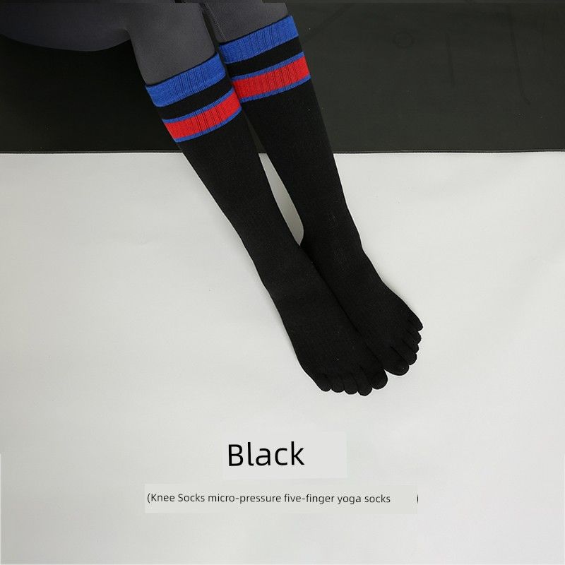 

Yoga Yoga Socks Non-Slip Professional Women Tube Indoor Sports Split Toe Pilates Five-Finger Socks over the Knee Stockings Knee Socks Five Finger Black