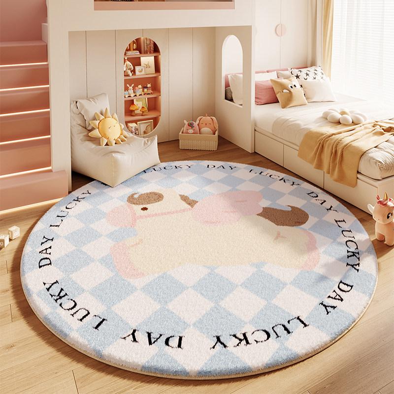 Arredamento Camera da Letto Stile Crema Tappeto Rotondo Tappeti in Peluche Ispessiti per Soggiorno Morbido Soffice Tappetino per Pavimento Salotto Tappeto Lavabile per Cabina Armadio