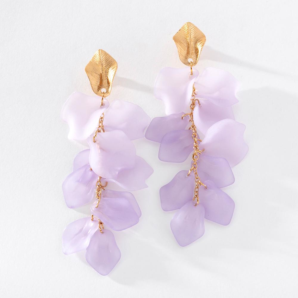Pinkdudu Fashion 4 Color Acrylic Rose Petal Drop Earrings Romantic Charming Flower Dangle Earring for Women Jewelry PD1246