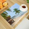 Beach Landscape Coconut Trees Print  Placemats Linen Tableware Mat Kitchen Wooden Dinning Table Mat Bowl Coffee Cup Pad Decor