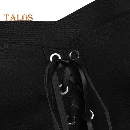 Vinatge Damenkleid, unregelmäßige Hornärmel, einfarbig, A-Linie, großer Saum, schmale Taille, plissierter Schnürriemen, mittelalterliche Halloween-Party, Cosplay-Kostümparty