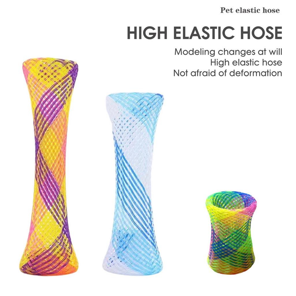 Pet Cat Toy Stretchy Spring Tube with Colorful Design Safe Material for Indoor Cats Scratching and Biting