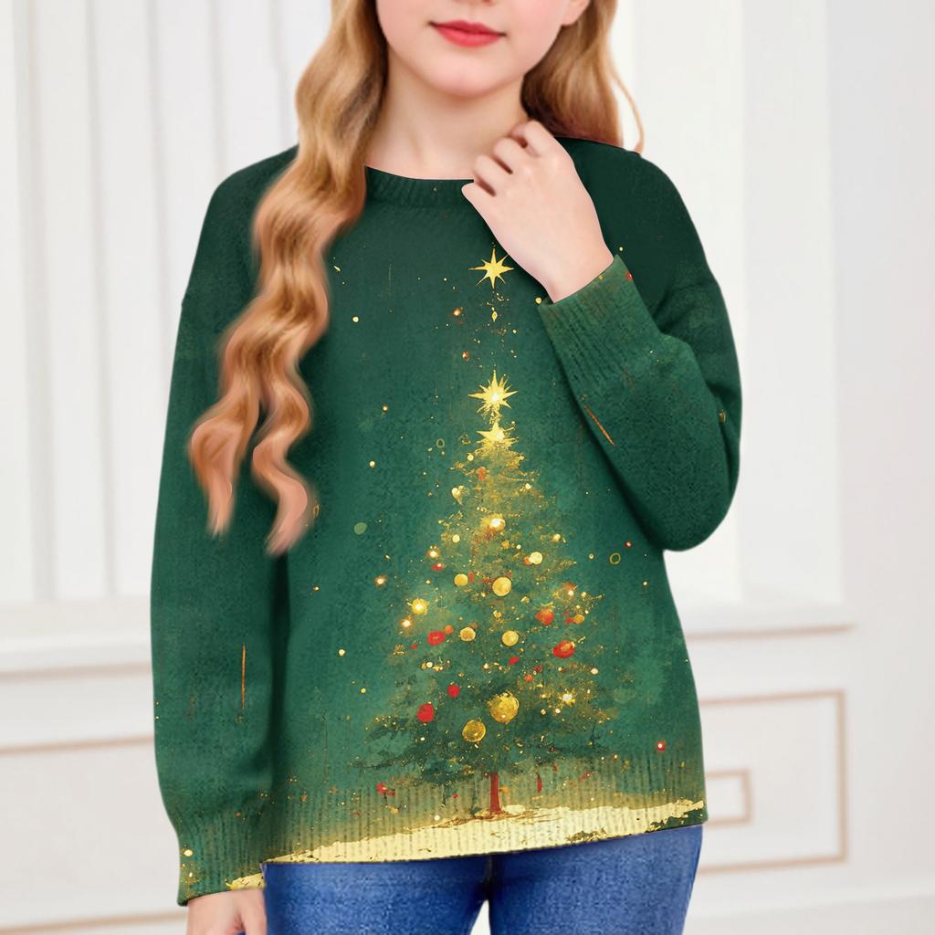 Christmas Day Sweatshirts For Children Boys And Girls Knit Sweater Cute Shirt Fall Crewneck Pullover Tops