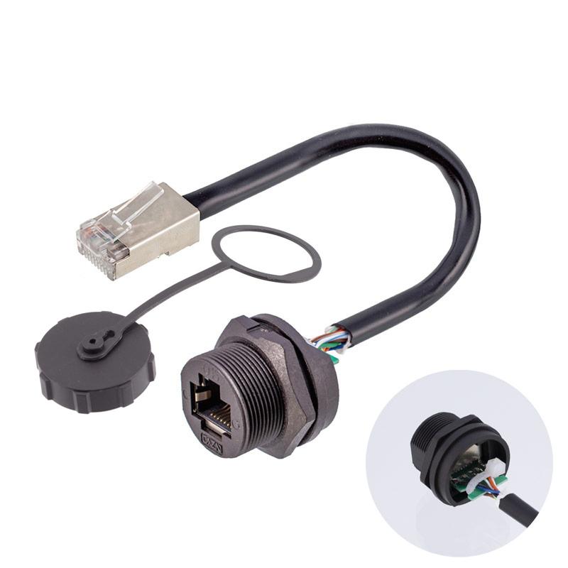 Dual Port Aviation Waterproof Network Switch Coupler Ethernet Cat5e 8P8C 8pin Panel RJ45 Connector Plug Socket Signal Adapter