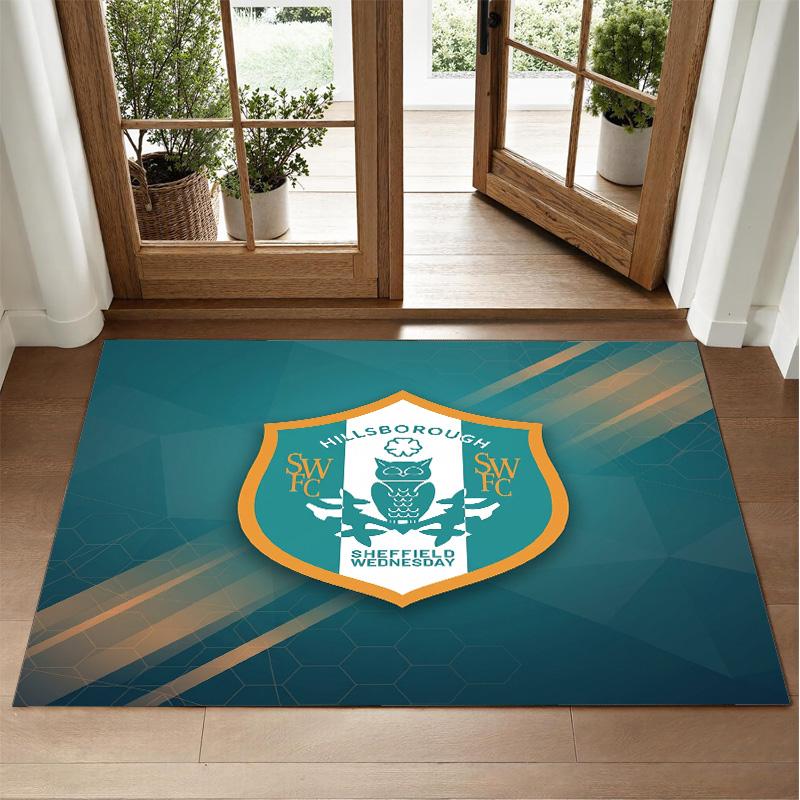 Sheffield Wednesday Design Crystal Velvet Rug Soft Decorative Mat for Bedroom Entrance