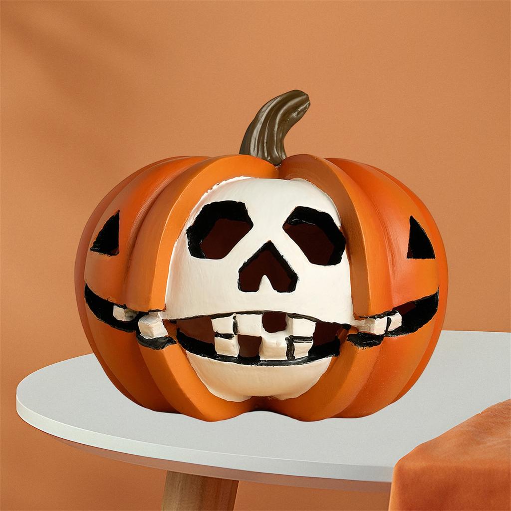 Halloween Witch Pumpkin Figurine Haunted Table Centerpiece Spooky Home Decorations for Fall Holiday Party and Events