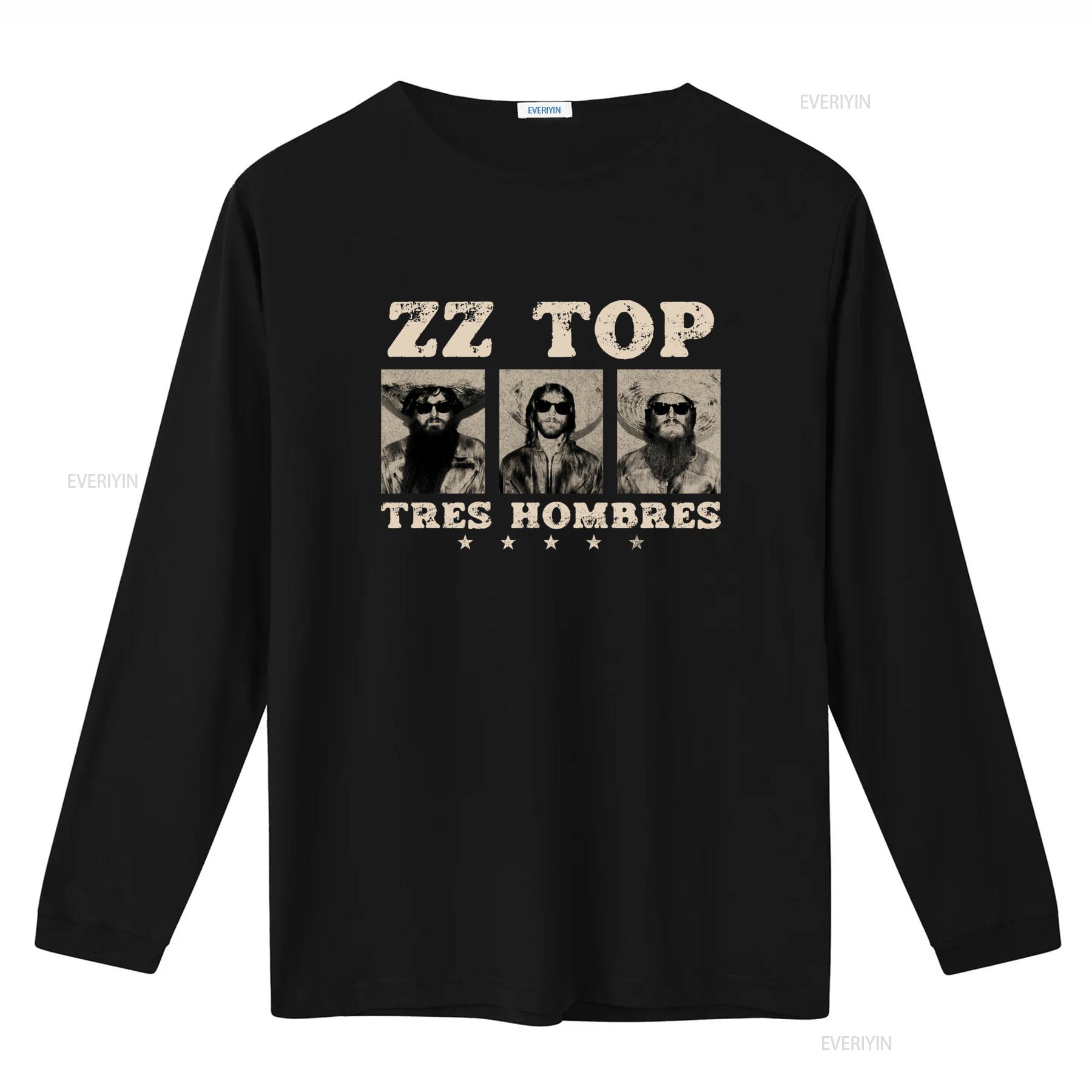 ZheXiong TEE Tres Hombres ZZ Top Retro Rock Blues La Grange Jesus Just Left Chicago T-shirt vintage Gewassen Uitgerekt heren mode Stijlvol L