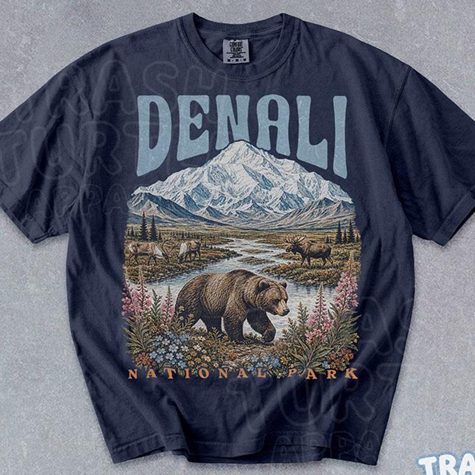Denali National Park Shirt Retro Comfort Colors TShirt Alaska Mountain Nature Lover USA Graphic Unisex 90s Tee 3XL