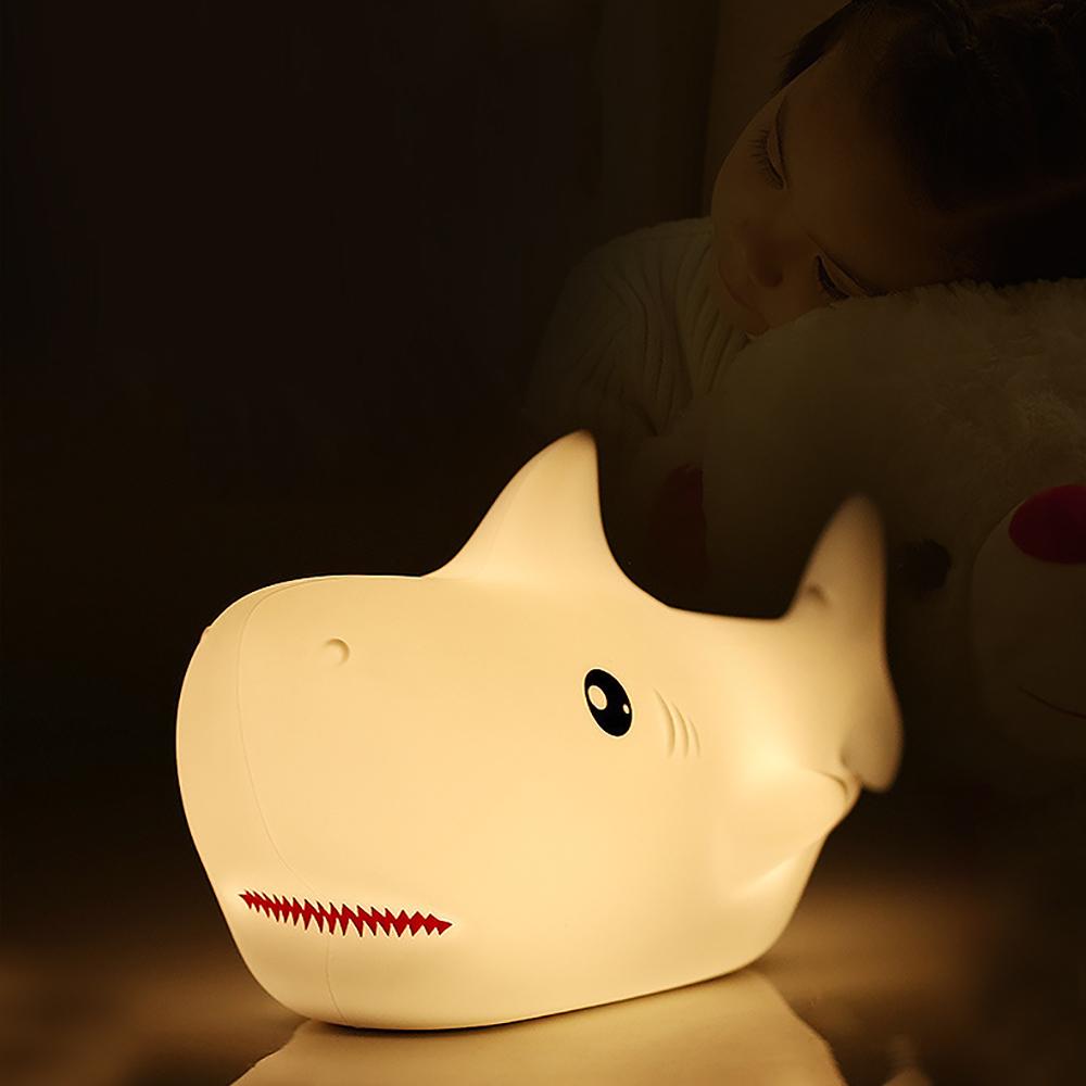 Soft Silicone Night Light Creative Lovely Cartoon Shark Shape LED Lamp Bedside Light Decorative Atmosphere Lamp for Kids Gifts