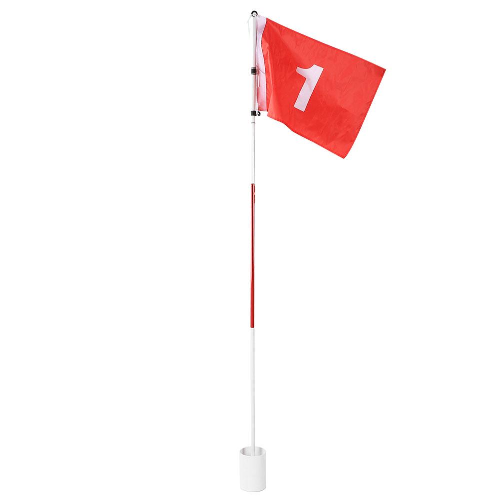 3 Sections Golf Divot Flagpole Removable Metal Bar Hole Cup Golf Course Set Nylon Flag
