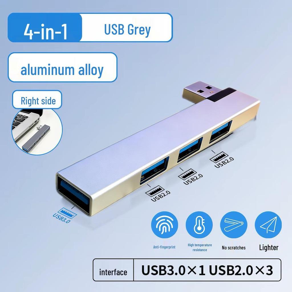 USB 3.0 Aluminum Right-Angle 4-Port Laptop Hub