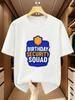 Plus Size Men's T-Shirt 100% Birthday Security Squad Pattern Round Neck Short Sleeve T-Shirt Comfortable Casual Short-Sleeved T-Shirt in Summer 220 GS
