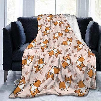 Psy Corgi Flanelowy Polarowy Koc Rzutowy do Salonu Sypialni Sofy Ciepły Miękki z Nadrukiem Łapy Koc na Łóżko dla Dzieci Dorosłych na Cały Sezon