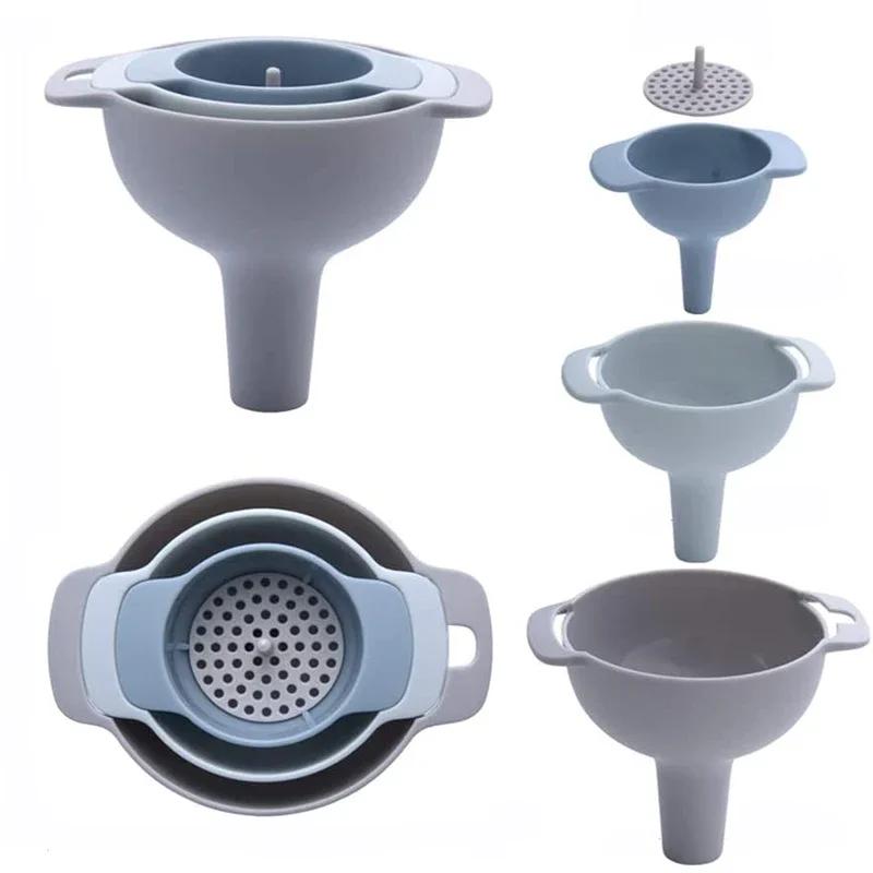 Multi - function Household Funnel Set, Plastic Oil Hopper Filter, Kitchen Oil Can Sub - packaging Tools