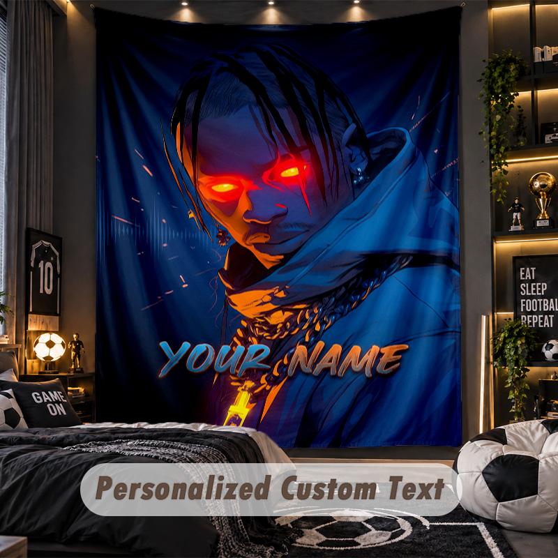 Personalized Wall Tapestry,Travis Scott Custom Printed Name, Fabric Wall Art For Indoor Room Backdrop