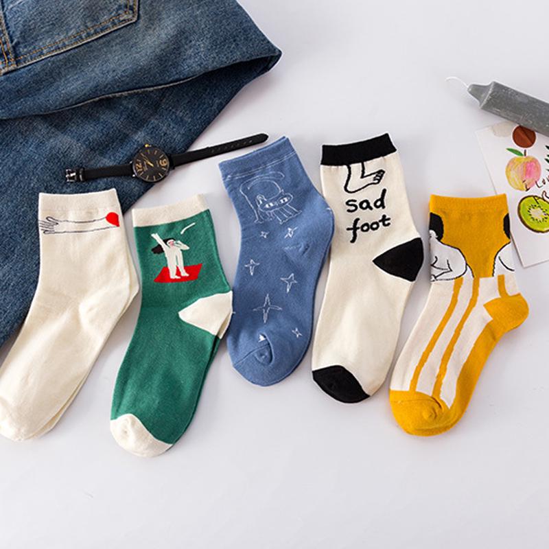 

Мода Женщины Носки Мультфильм Европейский Стиль Хлопок Носки 6 Цвет Экипаж Летние носки