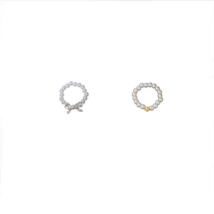 Elegant Handmade Elastic Pearl Beaded Ring for Women - Trendy and Exquisite Finger Accessory