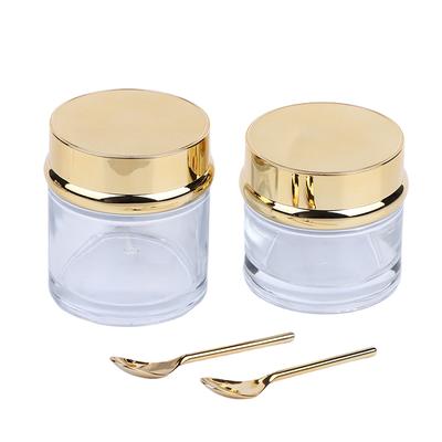 30/50/80/100G Electroplating Empty Cream Jar Refillable Lotion Bottle With Spoon Travel Cosmetic Container