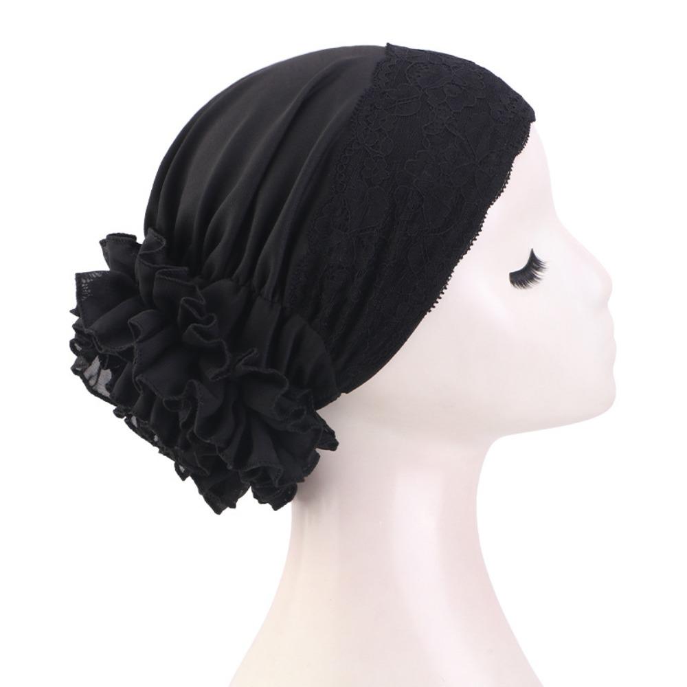 Soft Turban Hat Solid Color Pullover Hat Elegant Women's Hijabs  Women Headwear