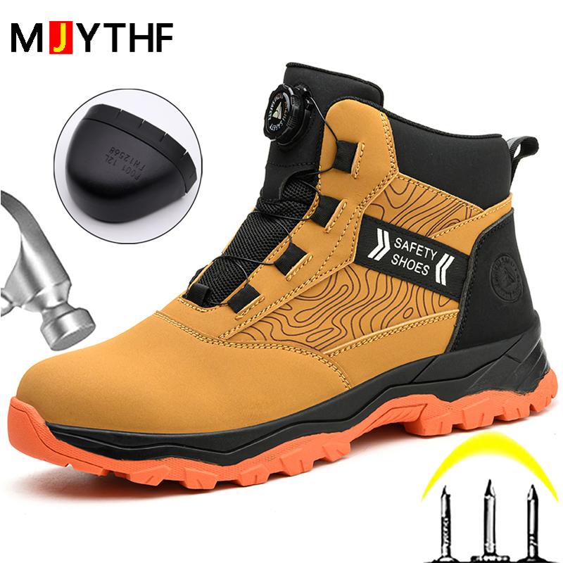 Rotating Button Protective Boots Steel Toe Shoes Work Boots Men Shoes Safety Boots Indestructible Shoes Waterproof Work Sneakers