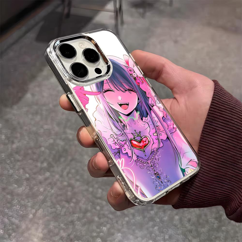 Oshi No Ko Anime Ai Hoshino Phone Case For IPhone 17 Air 16 E 15 14 13 12 11 Plus Pro Max Electroplated Transparent Soft Shell