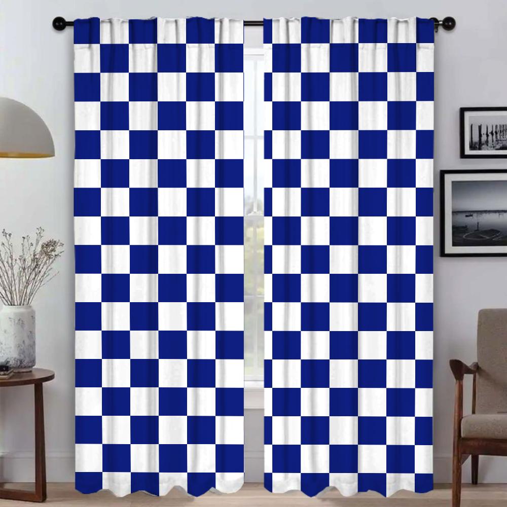 Blackout Curtains 2 Pieces Grid Partition Halloween Decoration Curtains Child Room Window Curtain for Room 2 Panel Living Camera