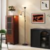 LED Floor Lamp for Living Room, 180cm Tall Standing Lamp, Mother and Child Uplighter with Adjustable Gooseneck, Black