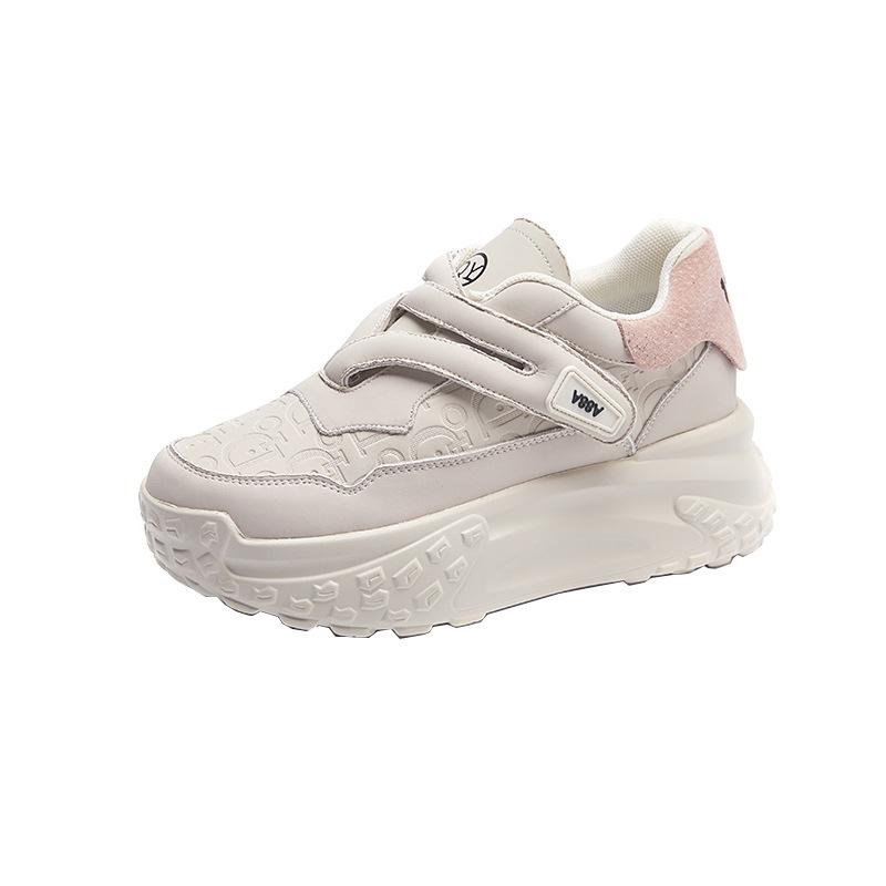 

Небольшие размеры Кожаные повседневные туфли на липучках Женские туфли для папы на платформе с креплением на резинке Женские осенние туфли для студентов 39