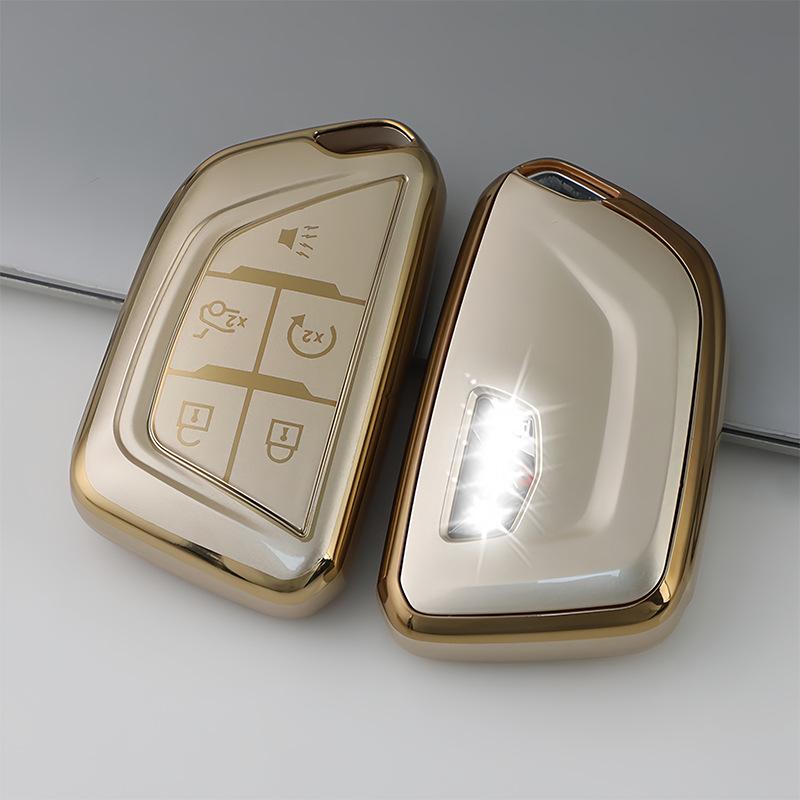 Champagne Gold Soft Rubber Key Case for Cadillac CT5/XT4