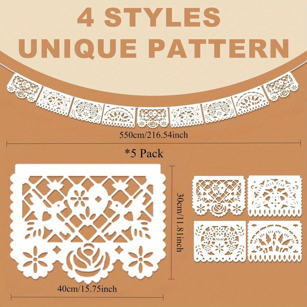 1 Set White Shredded Paper Banner, Plastic Mexican Party Banner Wedding Christmas Party Decoration, Day of The Dead, Day of The Dead Decor Supplies