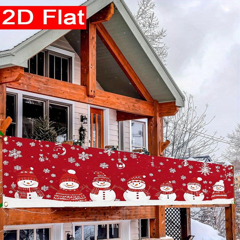 Merry Christmas Snowman Outdoor Banner, Winter Garden Fence Porch Decoration