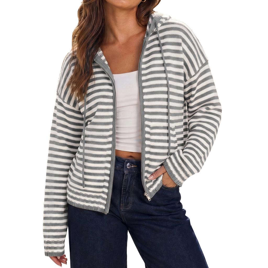 Women's Casual V-Neck Loose Fit Long Sleeve Knit Cardigan with Large Pockets