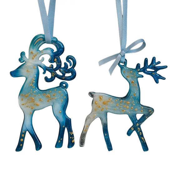 Yousheng Vánoční ozdoby sada Akrylové ozdoby sobů a sněhových vloček Nerozbitné závěsné ozdoby na stromeček pro sváteční domácí dekoraci