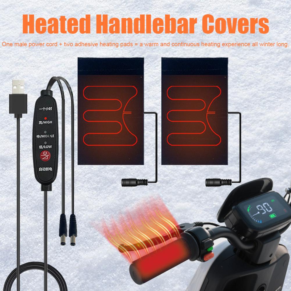 Heated Grips Cover for Motorcycle, 5V Handlebar Heater Motorcycle Heated Grips USB Power Waterproof ATV Heated Handlebar Warmers