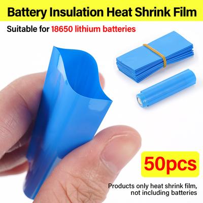 50 Stück Flacher PVC Schrumpfschlauch Batteriehülle für 18650 Lithium-Batterie Schrumpfschlauch Sortiertes Set Selbstklebender Isolator