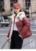 Short hooded color matching winter new down cotton thickened bread fashionable loose cotton coat